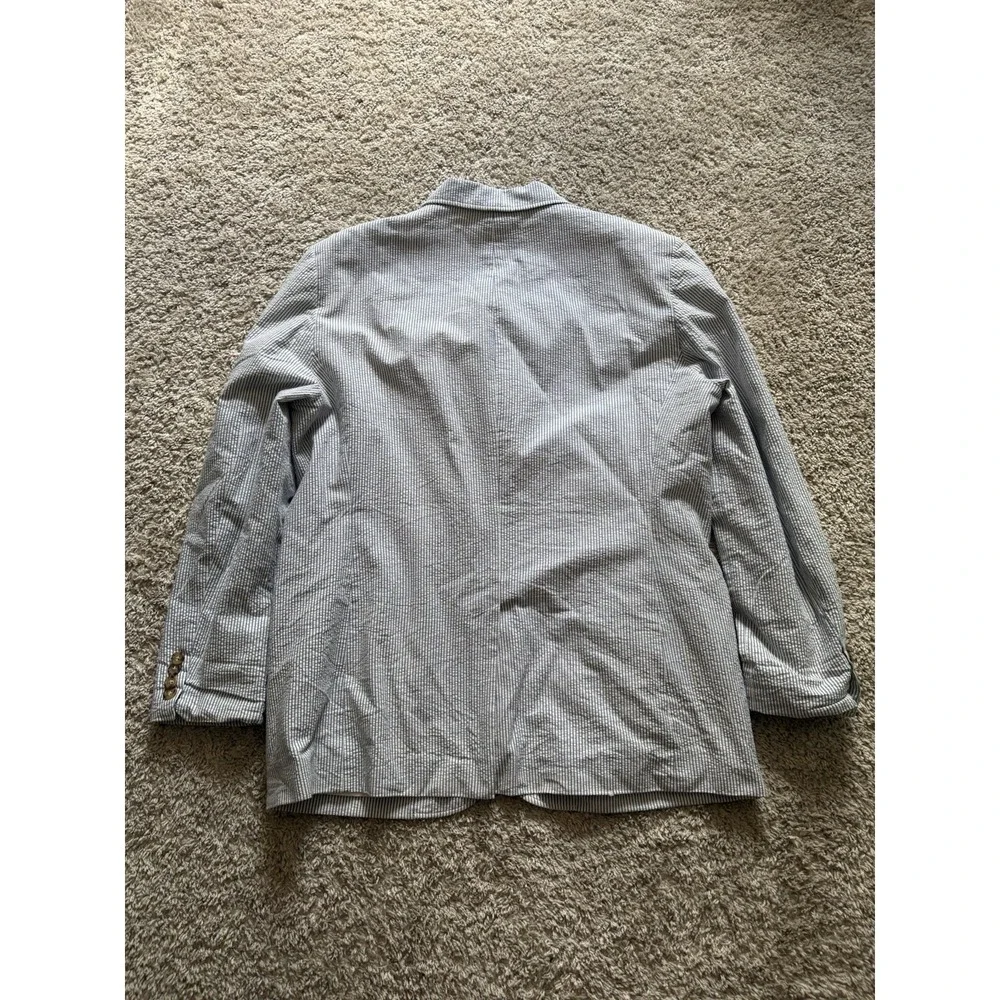 J. Crew Seersucker Blazer Jacket Men's 40R Light Blue White Preppy